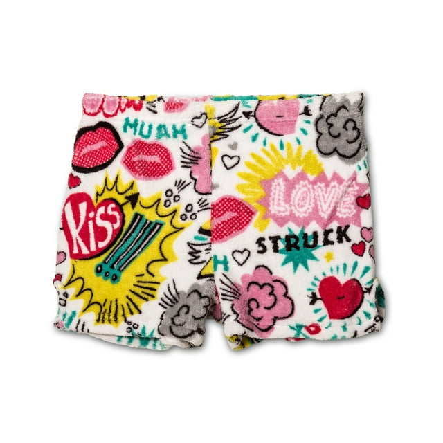 Up Past 8 Girl's Boxer Shorts Plush Pajama Bottoms Fun Shorts