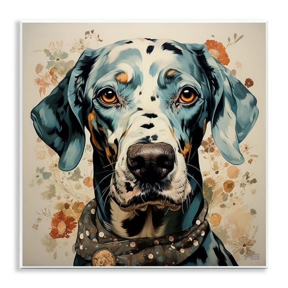 Stupell Industries Dog Portrait with Paint Splatter Animals & Insects Painting Unframed Art Print Wall Art, 12 x 12