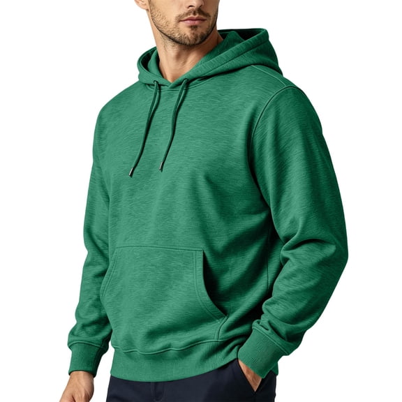 Domuza Hoodie for Mens Classic Solid Color Long Sleeve Hoodies Casual Drawstring Lightweight Thin Fleece Hoodie Pullover with Pocket