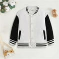 thumbnail image 2 of CAICJ98 Toddler Baby Boy Girl Baseball Jacket Y2k Varsity Kids Bomber Jackets Boys Girls Color Block Button Letterman Jackets (White,4-5 Years), 2 of 4