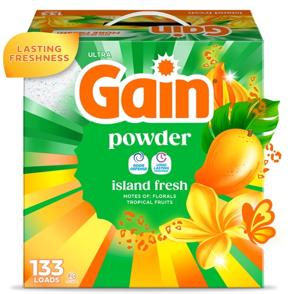 Gain Powder Laundry Detergent, Island Fresh Scent, 123 oz, 133 Loads