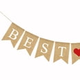 thumbnail image 4 of KAKOWELY Banderines con letras "MEJOR PAPÁ", banderines de arpillera con corazón rojo, banderines decorativos de lino con cola de golondrina, suministros para fiestas, 4 of 4