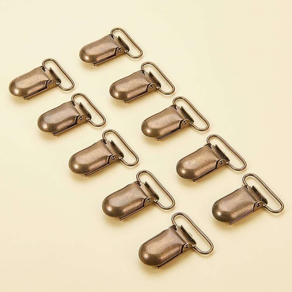 Metal Iron Baby Pacifier Clips Bronze 35x15mm