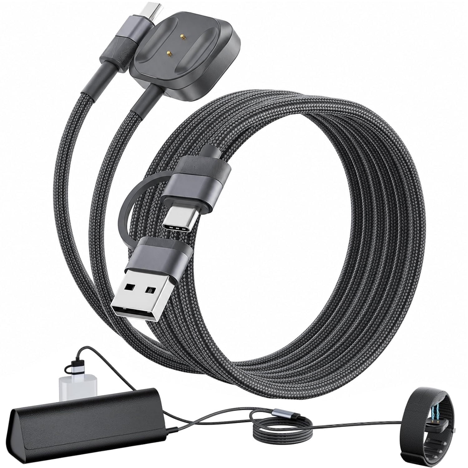 2-in-1 Magnetic Charger for Meta Neural Band & Display Smart Glasses, Fast Charging Cable for Meta Display Smart Glasses, USB-C Safe and Portable Travel/Car/Phone/Laptop Charging Cable