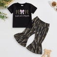 thumbnail image 2 of mgoYE Baby Girl Hunting Clothes Heart Print Short Sleeve T Shirt Jungle Camo Flared Pants Toddler Summer Bell Bottoms Outfit(Black,3-4 Years), 2 of 7
