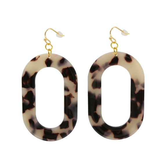 Oussum Tortoise Shell Oval Resin Earrings