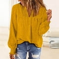 thumbnail image 2 of Women Boho Long Sleeve Shirts Dressy Casual V-Neck Fall Fashion Tops Dot Flowy Blouses, 2 of 5