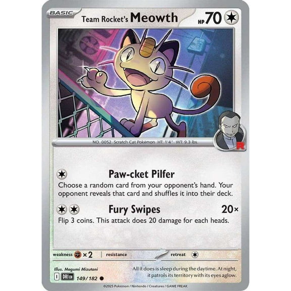 Pokemon Destined Rivals Common Team Rocket's Meowth #149