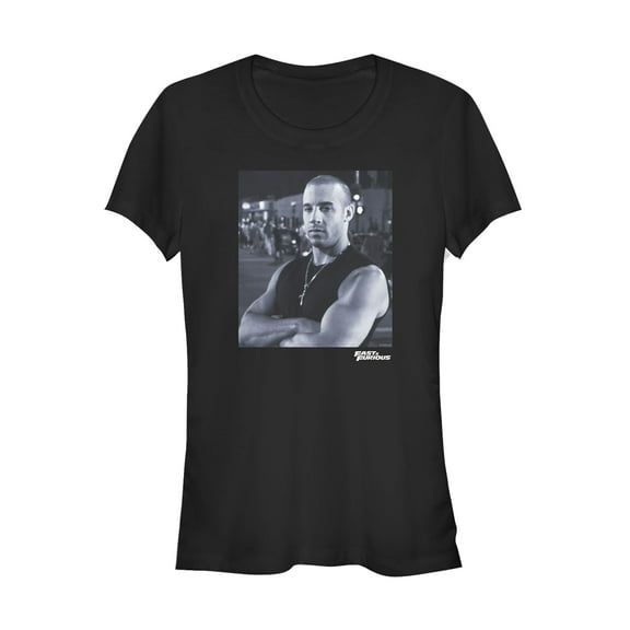 Junior's Fast & Furious Domscale Portrait Graphic Tee Black Large