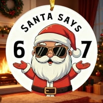 WKSCLPAI Santa Says Six Seven Christmas Ornament 2025, Funny 67 Meme Decorations, Funny Christmas Tree Hanging Ornaments 2025, Unique Xmas Gifts for Friends & Humor Lovers