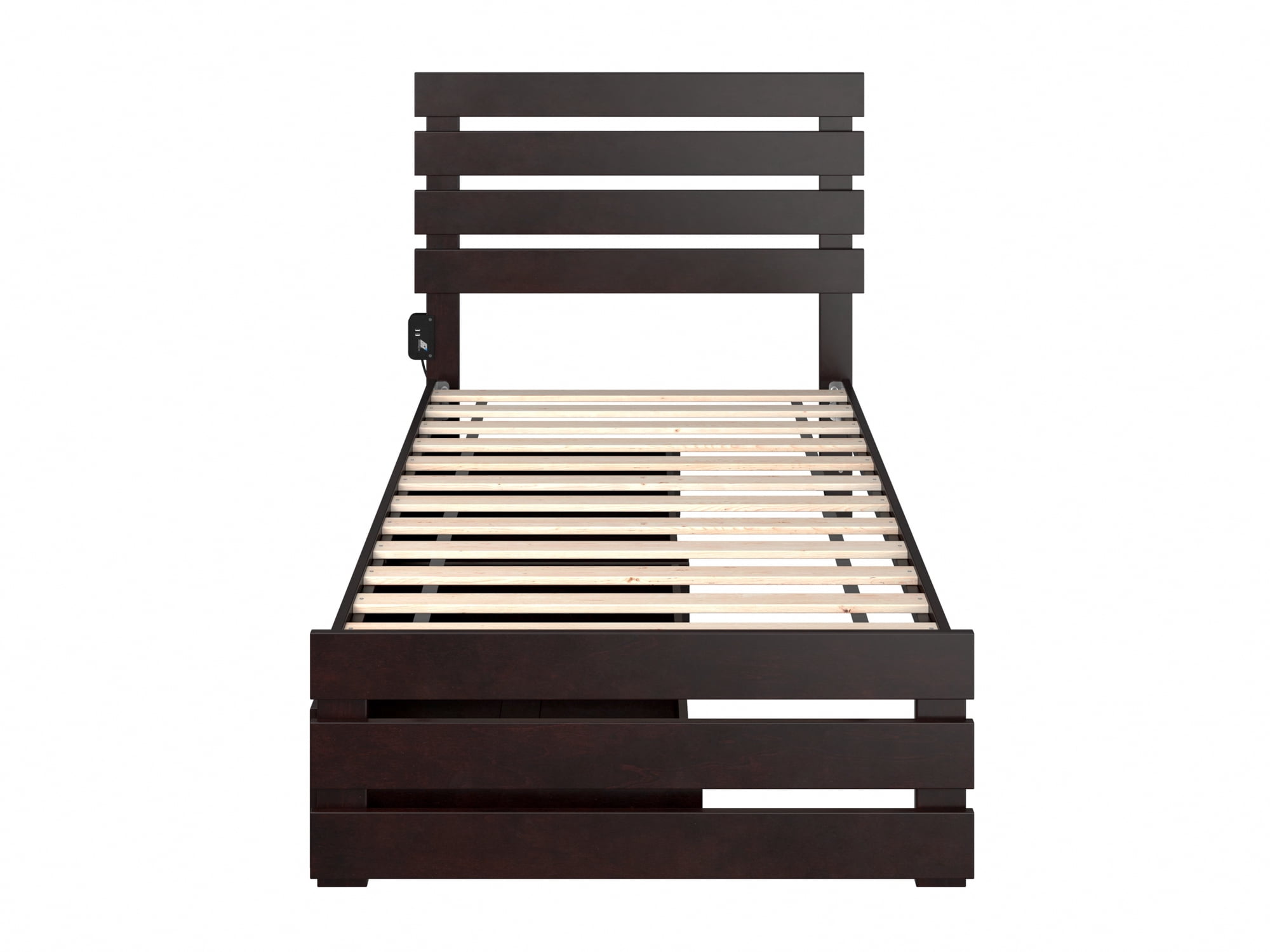 AFI Oxford Twin Wood Platform Bed with Headboard Footboard & 2 Storage Drawers, Espresso