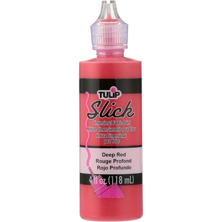 Tulip Slick Deep Red Dimensional Fabric Paint Squeeze Bottle 4 Fl. (Best Fabric Paint For Black Shirts)
