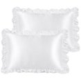 thumbnail image 1 of Unique Bargains Retro Satin Ruffle Pillowcases Envelope Closure 2pcs, 1 of 8
