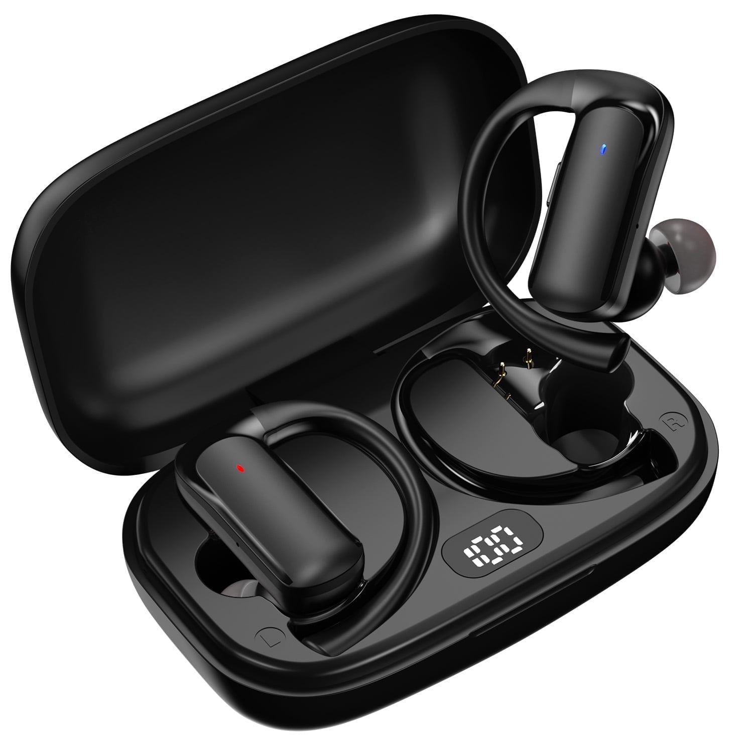 Sport Wireless Earbuds, 90Hrs Bluetooth Headphones with Earhooks,IPX7 Waterproof with Noise Cancelling Mic, 3D HiFi Sound,Lightweight for iOS/Android