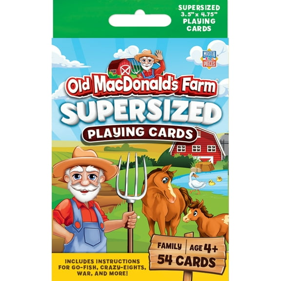 MasterPieces Kids Games - Old MacDonald's Farm - Supersized Travel Playing Cards