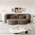 thumbnail image 2 of Miekor Modern Floor Sofa with 2 Pillows,Convertible Teddy Fabric Foam-Filled Sleeper Sofa Bed,15" Full Size Folding Mattress for Living Room,Guest Bed,Playroom,no assembly required,Brown MK2538, 2 of 12