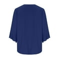 thumbnail image 5 of FAIWAD Women Blouses Dressy Casual Ruffle 3/4 Length Sleeve V Neck Tshirts Trendy Loose Office Work Shirts, 5 of 9
