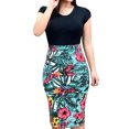thumbnail image 1 of Liquidation!MSJUHEG Jupes Longues pour Femmes Robes Sexy pour Femmes Robe à Manches Épissées Fleur Sexy Femmes Courte Col Rond Mode Imprimée Robe Maxi Robes pour Femmes Noir m, 1 of 5