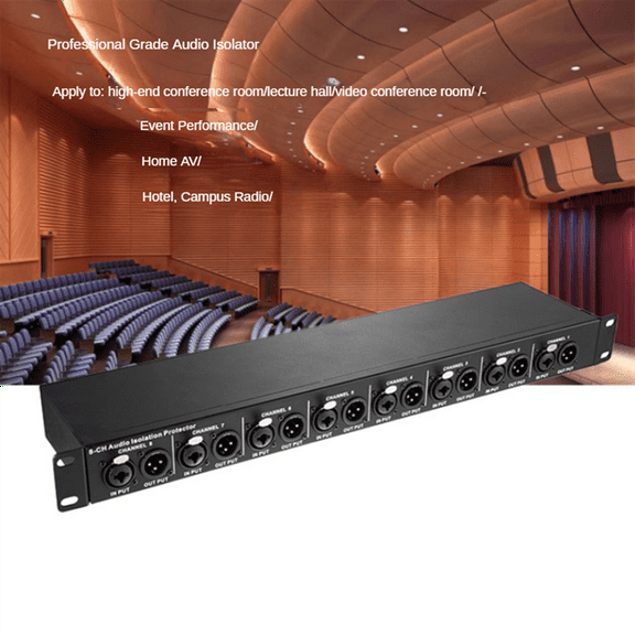 T8 Multi-Function 8-Channel Audio Isolator 1U Rack Mounted XLR 6.35mm Audio Isolator Eliminates Current