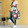 thumbnail image 4 of FORMRS Womens Canvas Tote Bag with Zipper Inner Pocket Shoulder Handbag, Blue Apple Pattern, 4 of 7