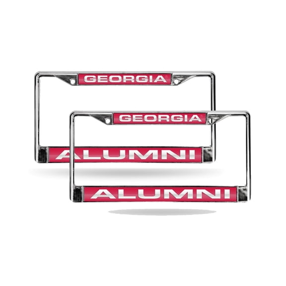 Georgia NCAA Bulldogs Alumni Chrome Metal (Set of 2) Laser Cut License Plate Frames