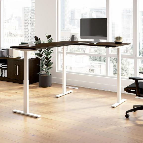 Move 60 Series 60W L Shaped Standing Desk in Mocha Cherry - Engineered Wood