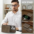 thumbnail image 6 of for iPhone 12 Pro / 12 6.1" Wallet Case, Magnetic Phone Cover with Detachable Card Holder, RFID Blocking 2-in-1 Purse Shockproof PU Leather Case with Flip Kickstand, Coffee, 6 of 11