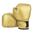 thumbnail image 2 of Un par de guantes de boxeo de cuero sintético para niños, con saco de arena, para entrenamiento de boxeo y sparring (dorados), 2 of 12