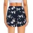 thumbnail image 4 of Uemuo Lilies Flowers Pattern Women's Athletic Shorts High Waisted Running Shorts with Liner Pockets Gym Elastic Workout Shorts-XX-Large, 4 of 9