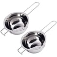 thumbnail image 1 of Récipient de Bain Marie, 2 Pcs Casserole à Beurre en Acier Inoxydable, Bouilloires Universelles en Acier Inoxydable, avec Poignée Résistante à la Chaleur, Fond Plat, pour Chauffer le Lait, le Beurre Ou le Chocolat, 1 of 8