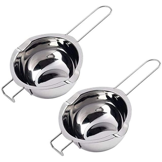 Récipient de Bain Marie, 2 Pcs Casserole à Beurre en Acier Inoxydable, Bouilloires Universelles en Acier Inoxydable, avec Poignée Résistante à la Chaleur, Fond Plat, pour Chauffer le Lait, le Beurre Ou le Chocolat