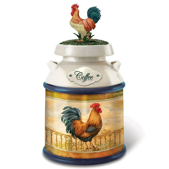 The Bradford Exchange Country Morning "Coffee" Issue #2 Limited-Edition Food Safe and Country Chic Kitchen Canister Collection with Rooster Artwork by Dona Gelsinger