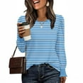 thumbnail image 2 of Sexlip Women Cotton Striped Long Sleeve Tee Casual Crew Neck Tops for Spring and Daily Wear Blue XL, 2 of 6