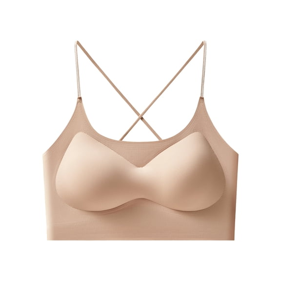 Women's Criss Cross Bras Wireless Push up Spaghetti Straps Bras Breathable Casual Tops