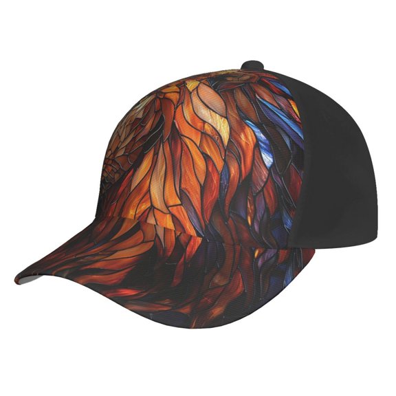 Baseball Cap Unisex Adjustable Outdoor Hat Snapback , Lion Stained Glass Art