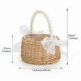 thumbnail image 6 of Wicker Flower Girl Basket for Weddings, Rattan Handmade with Handle and Ribbon pwm25, 6 of 6
