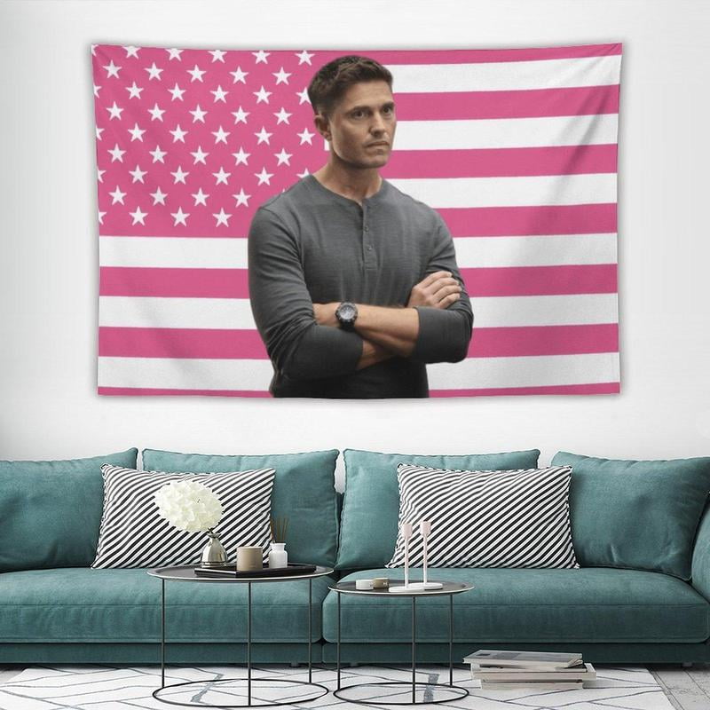 Drapeau Décoratif Tim Bradford - Tapisserie Américaine Rose Avec œillets En Laiton - Pour Chambre, Dortoir Ou Fêtes En Plein Air
