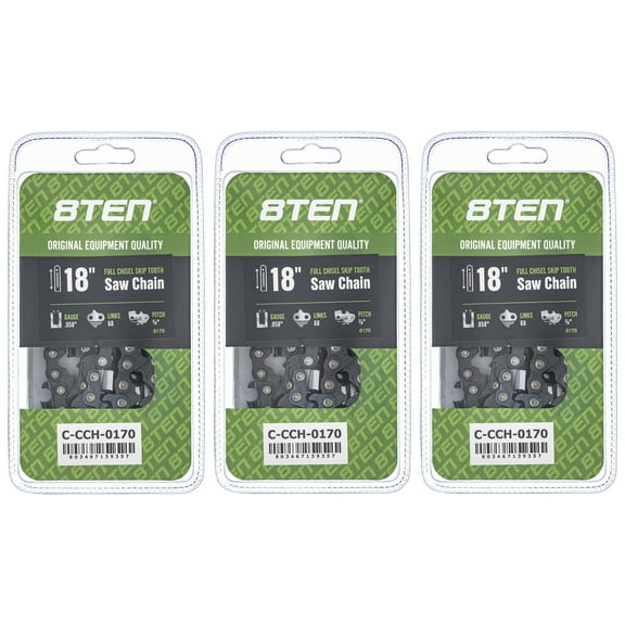 Full Chisel Skip Tooth Chainsaw Chain 18 inch .058 3/8 68DL for Husqvarna 3 Pack 810-CCC2392H