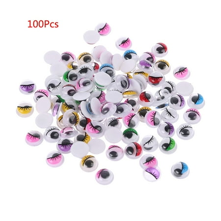 

100pcs Mixed Color Self Adhesive Eyes with Eyelashes for Doll Bear Stuffed Toy D