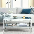 thumbnail image 3 of 2-layer Mirror Faced Coffee Table. Enhances Room Ambiance. Legs. 39.5"x19.5"x19.5" For Office, Shop, Living Room, Bedroom + Glass Table With Surface - Decor Practical Choice, 3 of 4