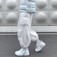 thumbnail image 4 of Pink Season Drawstring Elastic Waistband Big Pockets Men Pants Loose Hip Hop Wide Leg Pants, 4 of 8
