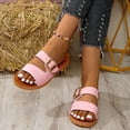 thumbnail image 2 of ShiShine Women's Adjustable Buckle Slide Sandals Flat Open Toe Comfortable Slip On Casual Daily Shoes, 2 of 9