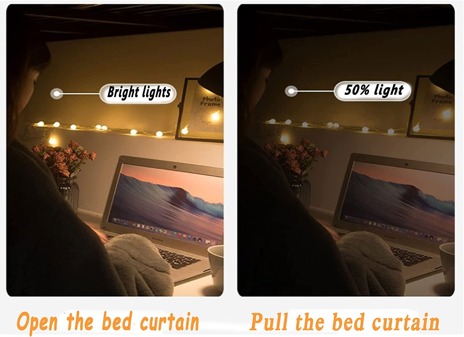 CAILDANL 2 Panels,Bottom Bunk Bed Curtains Cloth Breathable Bed Canopy Students Curtain Shading Nets for Single Bed