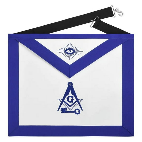 International Masons Apron – Royal Blue Ribbon Borders with Black Waist Belt, Adjustable Fit, Premium Masonic Regalia