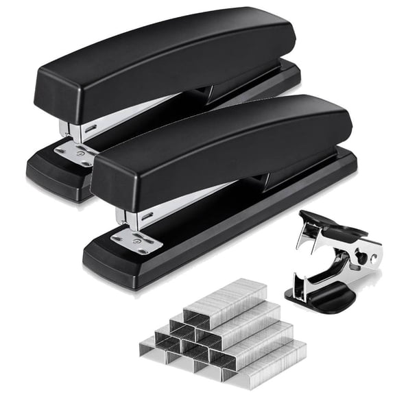 Heavy Duty Metal Stapler, 50-Sheet Capacity 2000 Staples, Includes Staples & Remover, Black, Full Strip for Office Desk