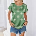 thumbnail image 3 of Short Sleeve Crew Neck T Shirt for Women Casual Loose Fit Butterfly Print Soft Lightweight Top Blouse for Daily Wear Army Green L, 3 of 6