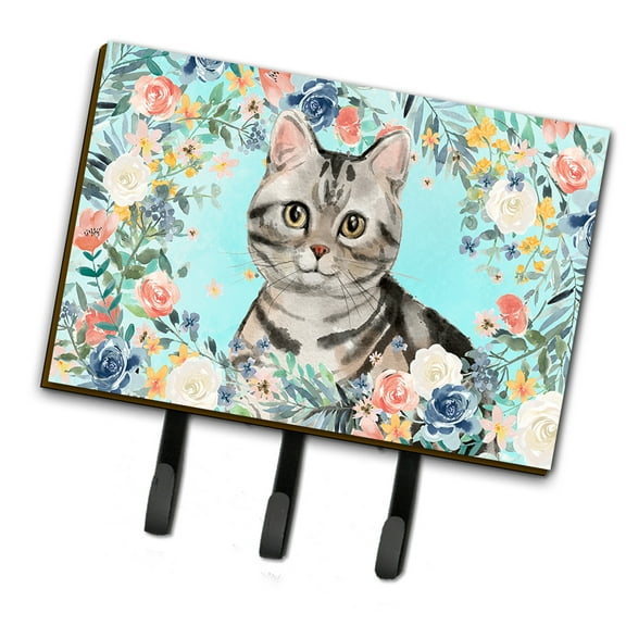 American Shorthair Spring Flowers Leash or Key Holder