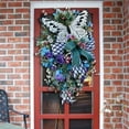 thumbnail image 4 of Spring Wreath,Teardrop Swag Rose Butterfly Wreath for Front Door,Teardrop Wreath Purple-Blue Artificial Floral Swag, 4 of 8