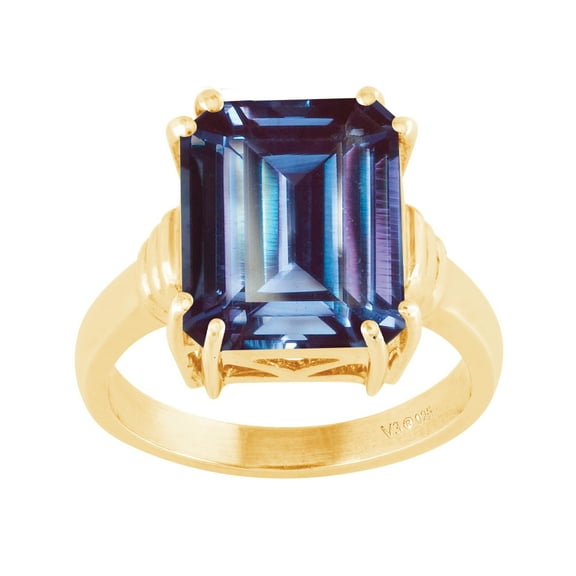 Gold Over Sterling Silver with Color Changing Alexandrite Solitaire ring