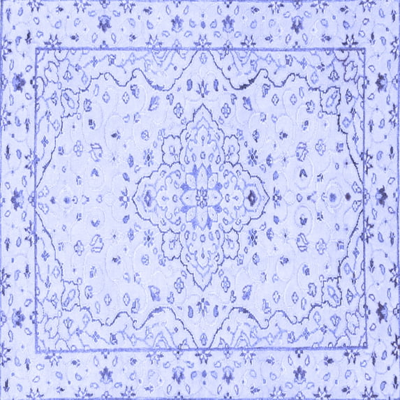 Ahgly Company Machine Washable Indoor Square Persian Blue Traditional Area Rugs, 4' Square
